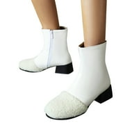 SNGXGN ženske vezene zapadne kaubojske čizme blokiraju platformu pete patentni čizme za žene, bijele,