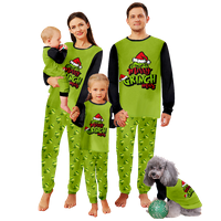 Porodica Božić Pidžama Merry Božićni Claus Cartoon Green Print Veličine za odrasle-Kids-Baby-Pet Top i hlače BodySuits Xmas PJS set
