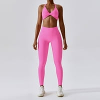 Dame Fluorescentni joga odijelo Sportski trčanje Fitness odijelo Prekrasna stražnja joga odijelo Kompresija