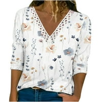 Slatki vrhovi za žene Trendy izlasci cvjetnih ispisanih bluze za žene dugih rukava V-izrez Thendy ljetne tunike