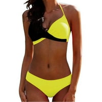 Kupalište za žene modne žene kupaći kostimi patchwork bikini Split kupaći kostim žuti xl
