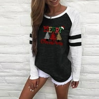 Scyoekwg ženske bluze i vrhovi Dressy Božićni print Duks pulover dugih rukava Raglan božićne majice