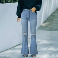 Ženska odjeća Ženske traperice Visoko struk Jeans Hlače visoke rupe Vintage Traperice Skinke Stprets