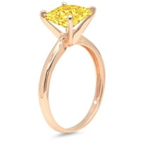 1.0ct Princess Cut Yellow Simulirani dijamant 18K 18K ruža Gold Gold Anniverment Ring Veličina 5.5