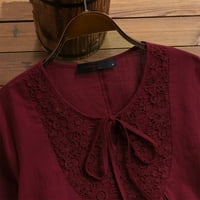 Bluza s rukavima Ležerne prilike čvrstim vrhovima Okrugli izrez Moda za žene vino m