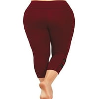 Uerlsty plus veličina Žene Stretch Capri gamaše Jednostavne elastične visoke struke joga hlače sa džepom