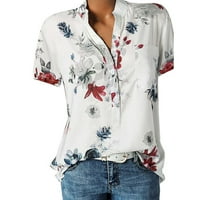 Žene za ispis džepa plus veličina bluza s kratkim rukavima Jednostavna košulja