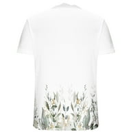 Cvjetni tiskovini vrhovi za žene Elegantna čipka TRIM V izrez T košulje Ležerne prilike ljetne kratkih