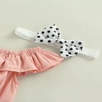 Mialeoley Baby Girls Ljetne odjeće Set, van ramena rufffle vrhovi + kratke hlače + trake za glavu