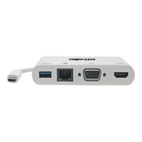 TRIPP LITE USB C Priključni adapter Converter Thunderbolt Kompatibilan 4k HDMI VGA GBE USB-A HUB WHITE