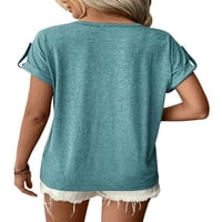 Žene Ljeto dugme Up bluza vrhovi TEE Henley V majice izrez Pulover casual labav kratkih rukava sa nazivanim