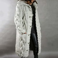 Džemper džepna veličina kapuljača za žene kardigan velike duge rukav kaput kaput otvoreni pleteni pleteni