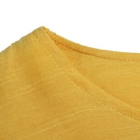 Shiusina Womens T majica Moda plus veličina Nepravilna casual posteljina dugih rukava za bluza za posadu Žuta