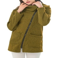 Niuer Ladies rever na otvorenom Ležerne prilike dugih rukava Puni zip jakne sa džepovima Zimska zgušnjava flis coat žut 3xl