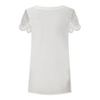 Žene Ljetne bluze Ženska V-izrez Kratki rukav Pulover Tunic Tops modne povremene majice Tee White 2xl