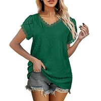 Ženske bluze i vrhovi casual zeleni poliesterski ženski vrhovi Ležerne ljetne bluza V izrez T majice