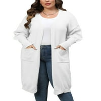 LUXPLUM dame kaput otvorena prednja dugačka dužina dugača s dugim rukavima topla jakna za odmor bijeli