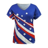Mnjin majica Ženske vrhove TEE majice Žene Ručno oslikana američka majica za zastavu V izrez Tee košulje