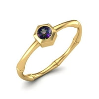 0. CTW okrugli Mystic Topaz sterling srebrni zlatnik Vermeil Solitaire Geometrijski ženski vjenčani prsten