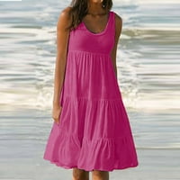Umfun ženske ljetne haljine modne ljeto ljeto od pune boje bez rukava bez rukava ružičasta haljina