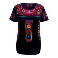 Zakon sada! Himeway Ženski vrhovi žensko ljetno casual modno tiskanje na nacionalnom stilu Nacionalni majica s kratkim rukavima Top Mopty 3xl