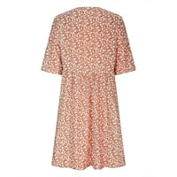 Haljine za žene ljetne trendSvomen Ljeto V-izrez Čvrsto kratko dugme nježna temperamenta cvjetna haljina
