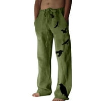 Baccoke muške hlače mens pamuk i posteljina otisnuta posteljina džepa čipkasti hlače velike veličine
