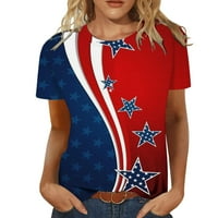 Cleance Ženska košulja Američka zastava Print V izrez 4. srpnja Odjeća USA TOP majica