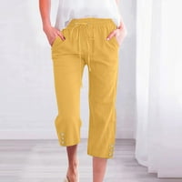 Jerdarske hlače Moda Žene Ležerne prilike pune boje elastične hlače Ravne široke noge pantalone sa džepnim