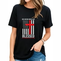 Jedna nacija pod Bogom blagoslovljena američka zastava Christi Moda naprijed Ženska majica sa hvatajućim