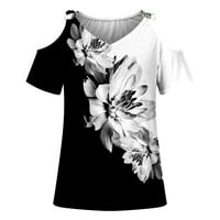 Carend Womens Ljetni vrhovi Seksi Boho Casual majica Naprava za hladno rame Oblikovane bluze Modni labavi