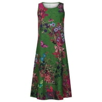 Žene ležerne cvjetne print Maxi retro spremne haljine Ljeto bez rukava Okrugli izrez Loop Fit Swing