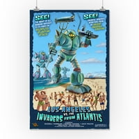 Los Angeles, Kalifornija - Atlantean Invaders - Lantern Press poster