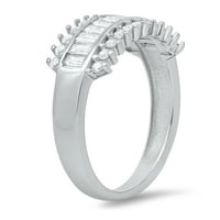 Sterling Silver Baguette Diamond CZ prsten