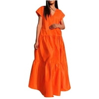 Drindf Maxi Haljine za žene Ljeto V izrez Tunic Dugi haljina Ležerne prilike Ležerne prilike Ležerne