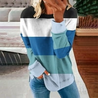TKLpehg Ženska dukserica boja blok patchwork grafički duks Crewneck Regularni pulover Labavi bluza Dame