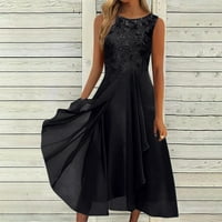 Ljetne haljine haljine za ženske omotačke posade izrez za romper Comfort fit crna s