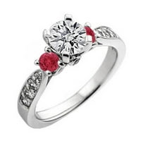 DazzlingRock kolekcija 14k okrugli rubin i bijeli dijamantski ženski zaručni prsten, bijelo zlato, veličine