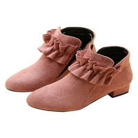 Avamo Kids Kratki čizme Udobne cipele za gležnjeve plinovane princeze Boot Girl Winter Cipele Djevojke Slatka strana Zip Top Warm Bootie Pink 13c
