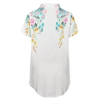 Ženski gumb dolje bluze i vrhovi Dressy Ležerne prilike s kratkim rukavima cvjetne majice Slim Fit Tees