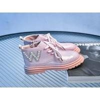 Welliumiy Boys Ležerne haljine Boot bočni patentni zatvarač modni čizme šarene gležnjače vanjski čizme Školske patentne kožne luk Sole cipele ružičaste 10toddlers
