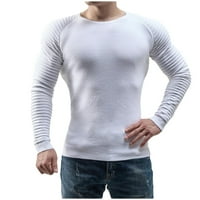 Džemper za muškarce dugih rukava Slim Fit pletene košulje od dna, pulover dugih rukava s dugim rukavima
