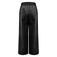 Absuyy labave ljetne hlače Žene elastične strugove za ispis casual labave duge hlače crna veličina S