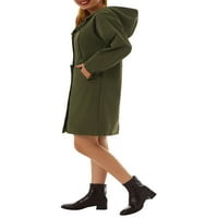 Ženski kaput sa kapuljačom s jednim grudima, džepovi Ležerne prilike Srednjeg duljina opruge