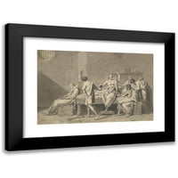 Jacques Louis David Crni moderni uokvireni muzej umjetnički print pod nazivom - Smrt Sokrata