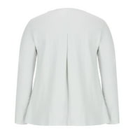 Bluza za žene - gumb čvrstog u boji jesen dugi rukav plus veličina posade za čišćenje vrata bijeli vrhovi