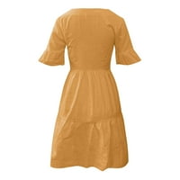 Outfmvch ženske haljine Ljeto V-izrez Modni kratki rukav naletirani mini suknje haljine padaju haljine