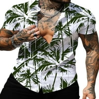 Groanlook muškarci vrši majicu kratkih rukava majica do dole majica MENS casual bluza Havajski rever