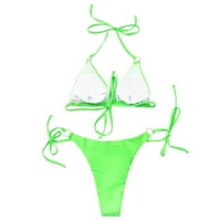 Finelylove kupaći kostim za žene Lagano obloženo Halter Bra Style Bikini Green S