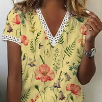 Ženska bluza čipkaste košulje Elegantni cvjetni ispis bluza labava bluza košulje
